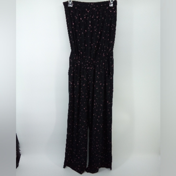 Aritzia Sunday Best Taggie Black Jumpsuit S Roses Floral Pull On Strapless - Picture 10 of 15